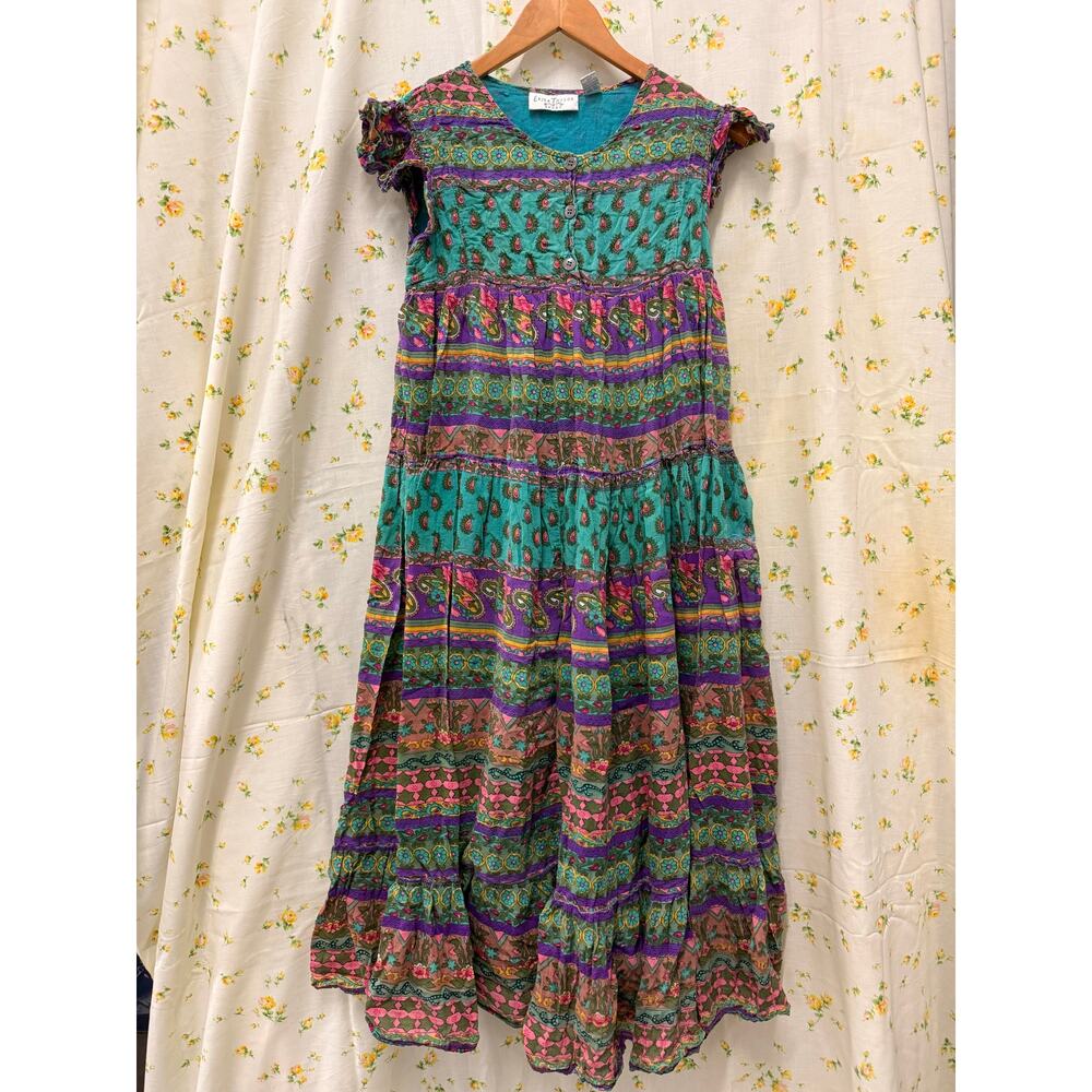 Vintage 80’s Erika Taylor Sport Paisley Floral Maxi Dress Small Boho‎ Spring